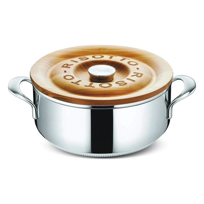 Risottiera Lagostina Patrimonio Lagofusion Acciaio Inox 1810 e Legno Argento