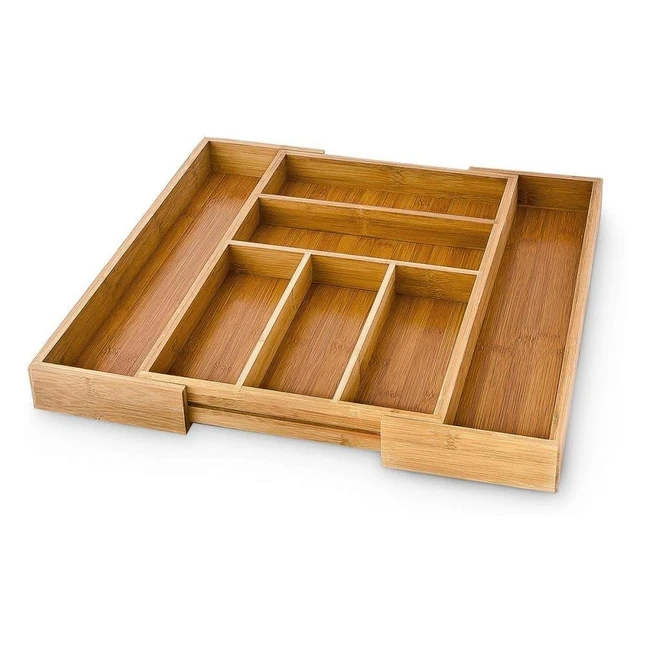 Organiseur de tiroir de cuisine en bois - Relaxdays 10016742 - Extensible en bambou - 5 x 48 x 46 cm