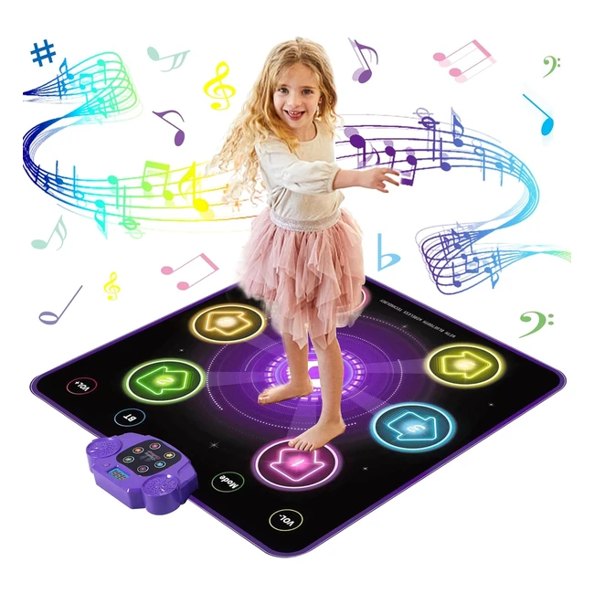 Tappetino da ballo per bambini Yeauwily - 6 LED, Bluetooth, regalo di Natale per ragazze 3-10 anni