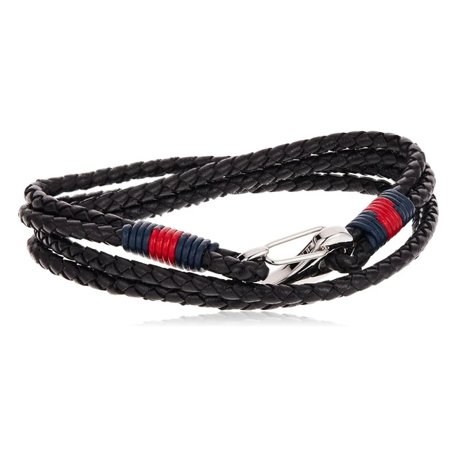 Bracelet homme en cuir noir Tommy Hilfiger 2700534 - Livraison gratuite