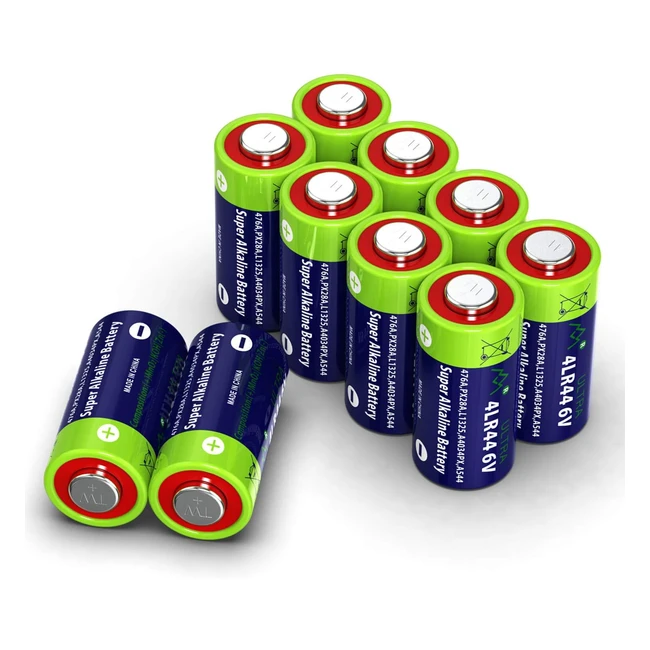 Lot de 10 piles alcalines 4LR44 6V sans mercure - PX28 4G13 476A L1325 A544 A4034PX