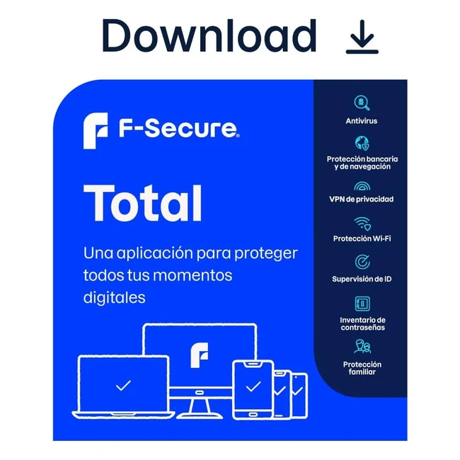 F-Secure Total 2 años 5 dispositivos - Protección completa contra malware y privacidad en línea