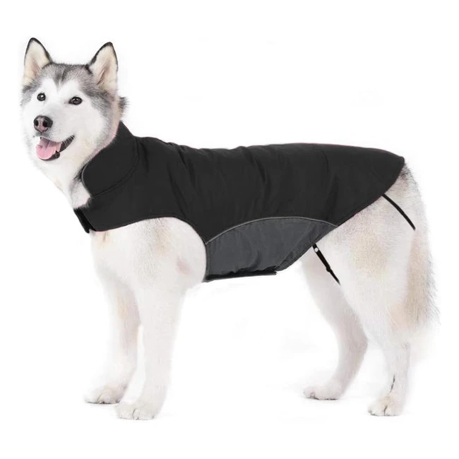 Abrigo para perros invierno impermeable y forrado de polar negro 5XL
