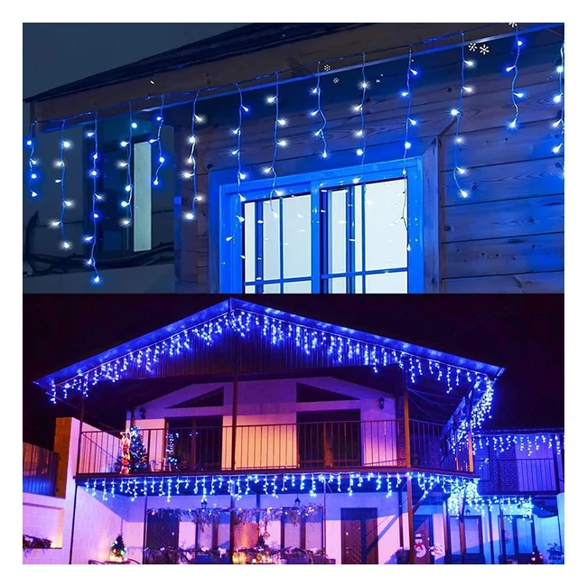 Guirlande Lumineuse LED Rideau 9m - Noël Extérieur/Intérieur - Blanc Froid et Bleu