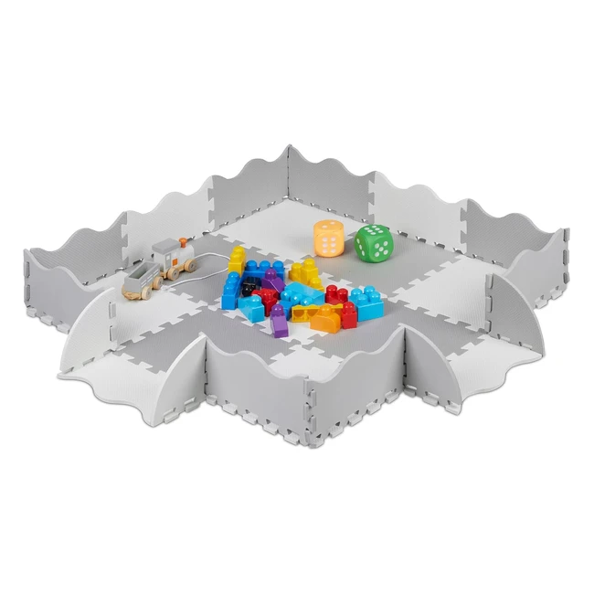 Tappeto puzzle Relaxdays 25 parti gommapiuma Eva 3x3m grigiobianco