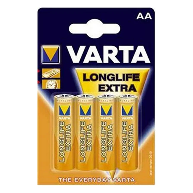 Varta Longlife Extra Alcaline AA Mignon - Confezione da 4 - Batteria ad alte prestazioni