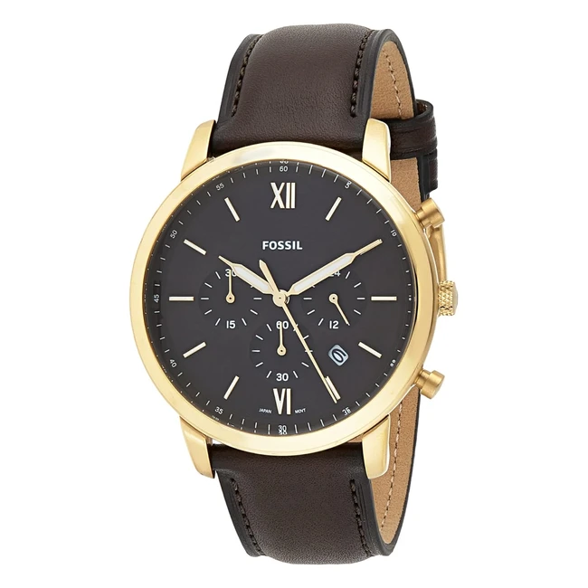 Reloj Fossil Neutra Chrono para Hombre - Movimiento Cronógrafo - 44mm - Acero Inoxidable Plateado - Correa de Piel - FS5453