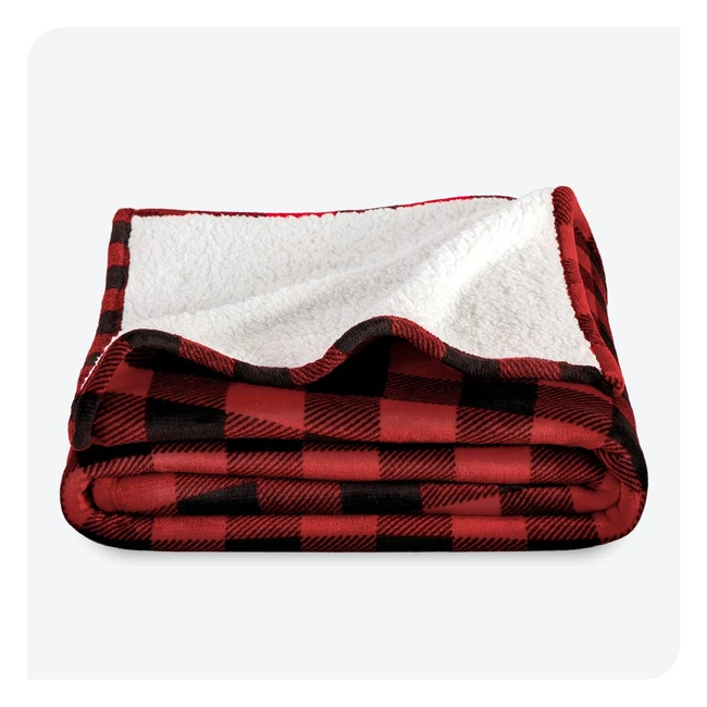 Manta de lana sherpa Bare Home - Cálida y ligera - 230 x 270 - Cuadros de búfalo de Chester - Rojo/Negro