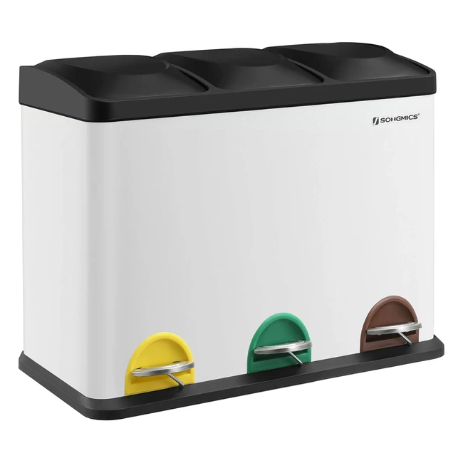 Cubo de Basura Songmics Pedal 45L - Reciclaje y Separacin de Residuos - Acero 