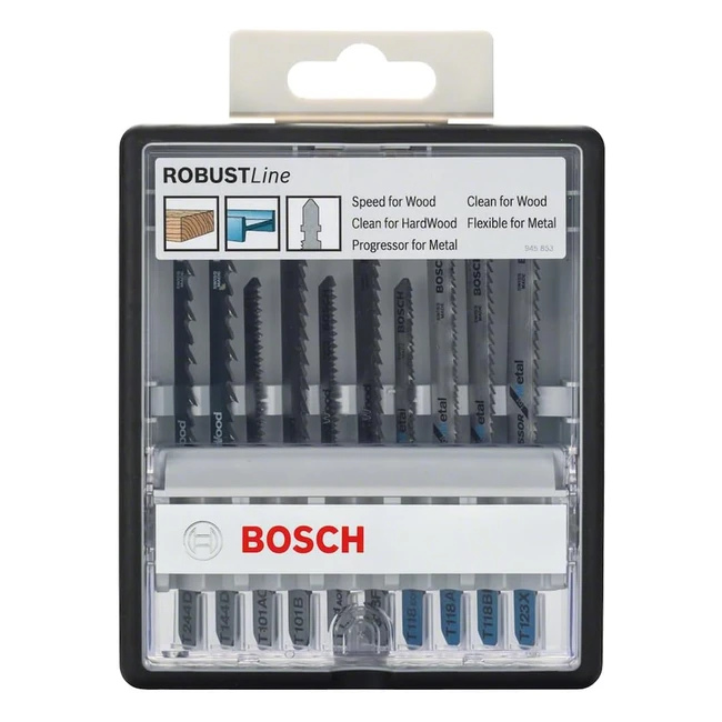 Set de sierra de calar Bosch Professional Robust Line con 10 hojas de sierra para madera y metal