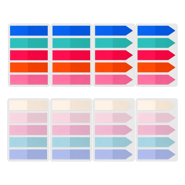 Vicloon Onglets d'Index 800pcs - Mini Feuilles Notes Autocollantes - 8pcs Marque Pages - Onglets Séparateurs Index Adhésifs