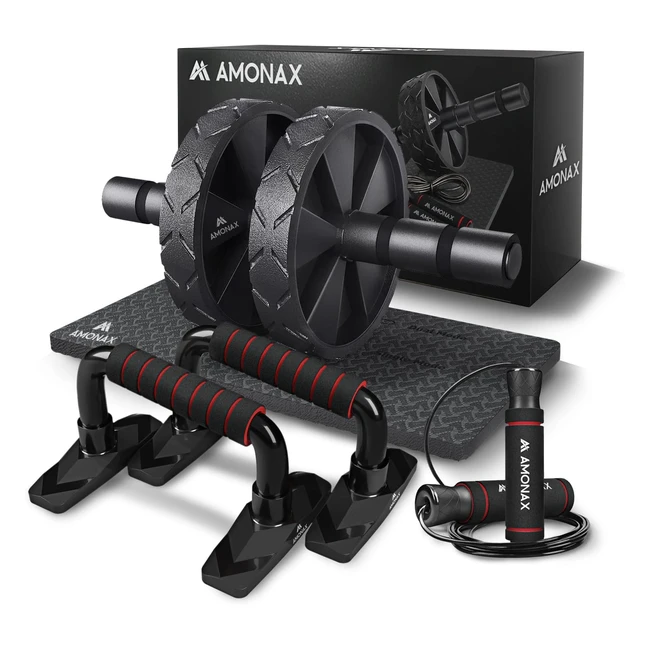 Kit Musculation Homme Amonax - Roue Abdominale, Poignées Pompes, Corde à Sauter - Accessoire Sport Maison