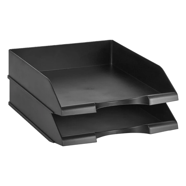 Organizador de cartas apilable de oficina, paquete de 2 - Negro