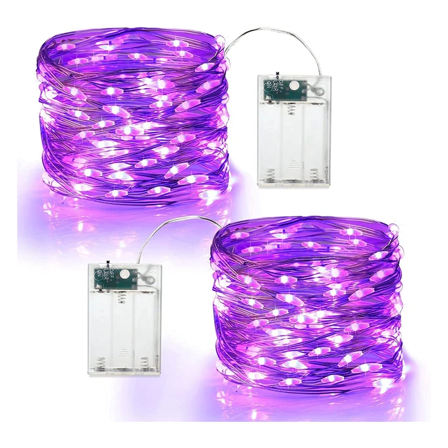 Cadena de Luces Halloween Brizlabs - 2 Pack, 6m, 60 LED - Decoración para Halloween, Navidad, Fiesta - Prúrpura