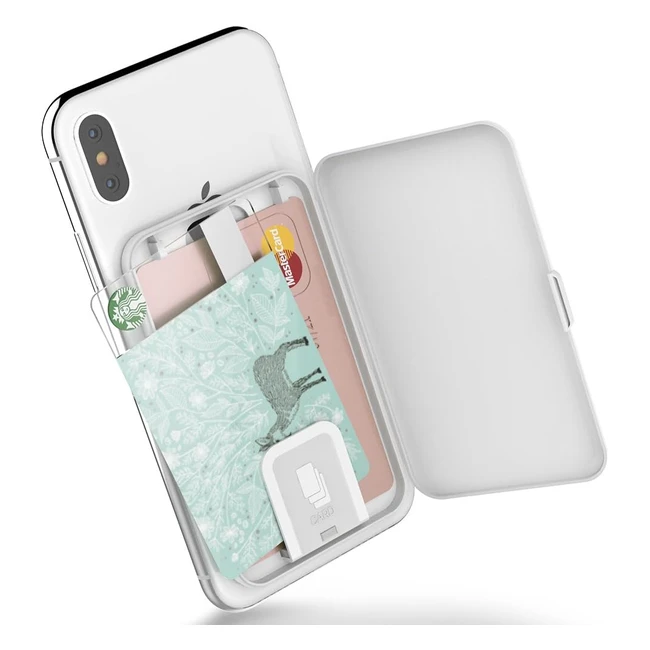 Funda adhesiva tarjetero ultrafino Sinjimoru Cardzip blanco