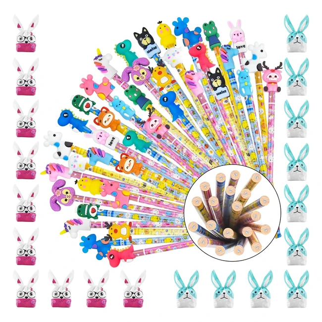 40 Matite Gadget Compleanno Bambini con Gomma - Set Regalini Fine Festa - Colorate e Particolari