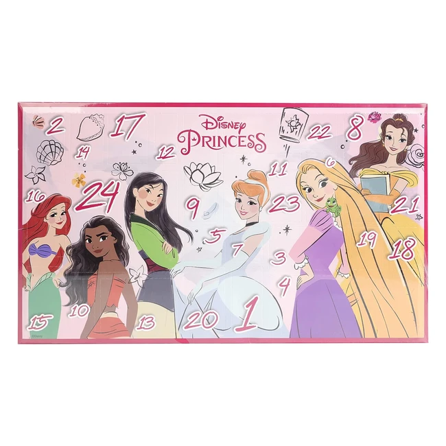 Calendario dell'Avvento Markwins Princess 24 Giorni di Avventura con Makeup delle Principesse - Kit Divertente con Accessori Colorati - Regali per Bambini