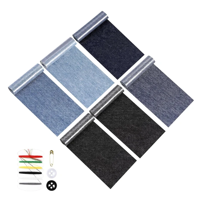 Toppe Termoadesive Jeans 6 Rotoli - Ripara e Decora - 5 Colori - Adulto Bambini