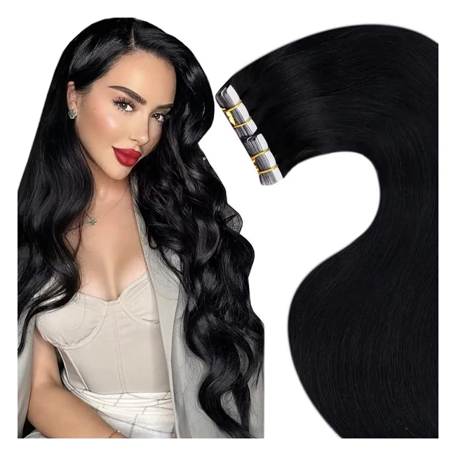 Extensiones de Cabello Negro Invisible - Adhesivo 50g20pcs