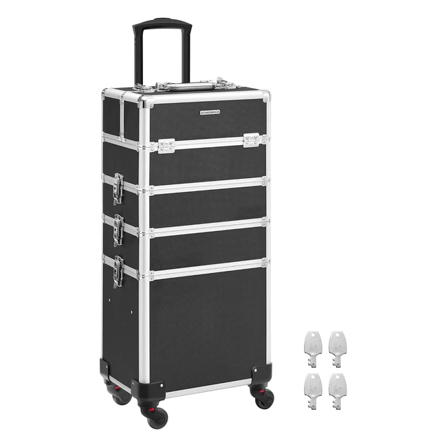 Maleta de Maquillaje Profesional Songmics 4 en 1 - Extra Grande - Negro