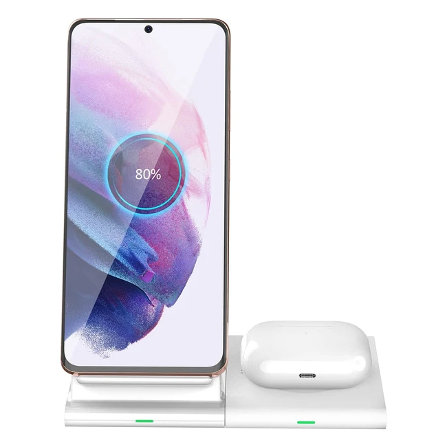 Caricatore Wireless Doppio Hoidokly Qi per Samsung WatchBuds S22 S21 S20 S10 S9 Note 20 iPhone 14 14 Plus 14 Pro Max 13 12 11 XS e Airpods
