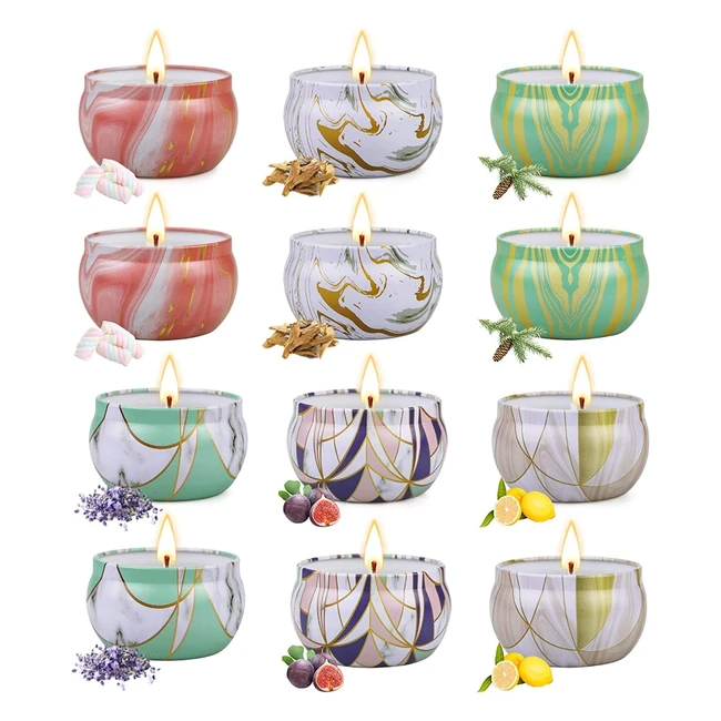 Set 6 Candele Profumate alla Soia - 1215 Ore di Bruciatura - Fragranze Naturali 