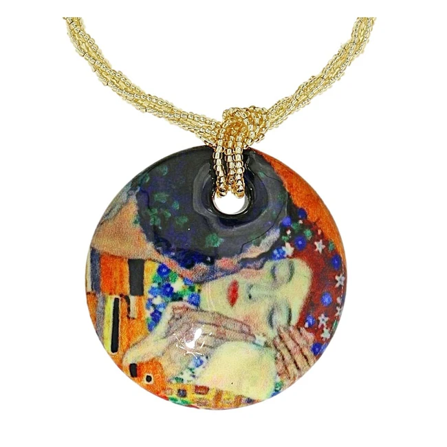 Collar Venetiaurum con colgante El Beso de Klimt en cristal de Murano y plata 92