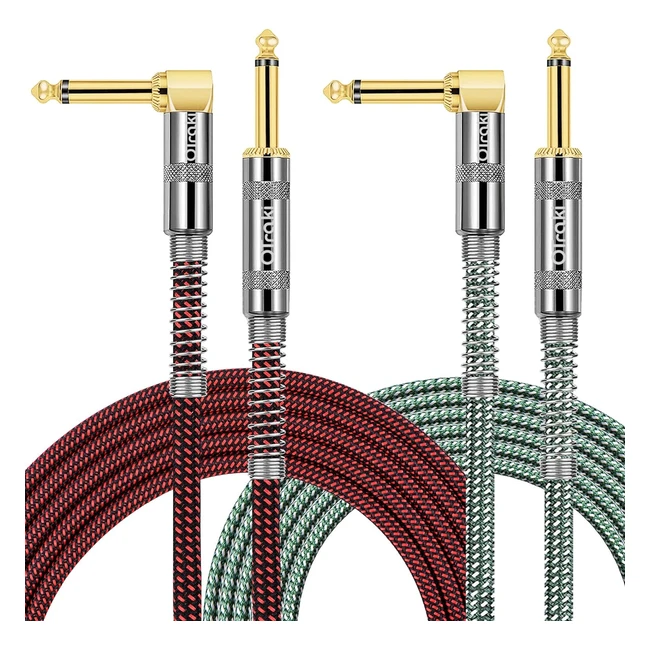 Cavo Chitarra Otraki 2m - 2 Pezzi | Jack 6.3mm TS Mono | Resistente e Durevole