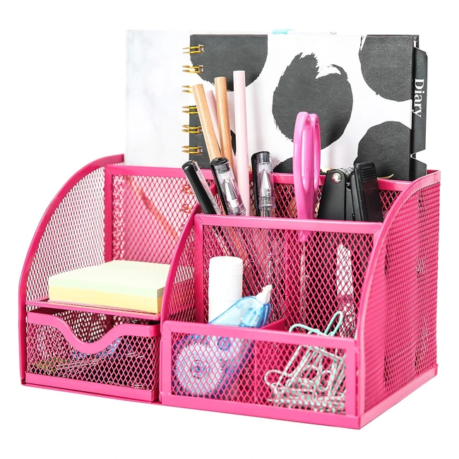 Espositore scrivania Exerz - Organizzatore cancelleria - Porta penne - Multifunzionale - Rosa