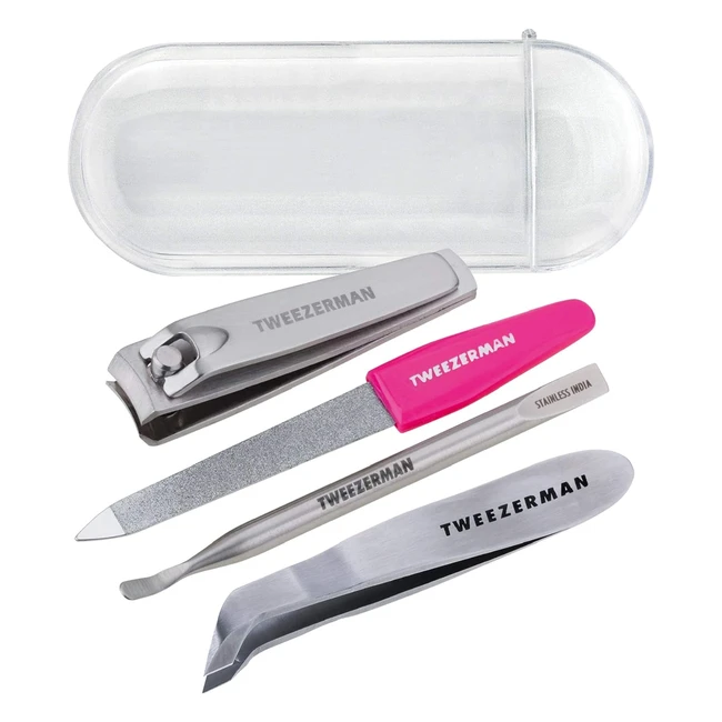 Kit di emergenza per manicure Tweezerman - Taglierina per cuticole, rivetti per unghie, spintore cuticole, lima per unghie, tagliaunghie