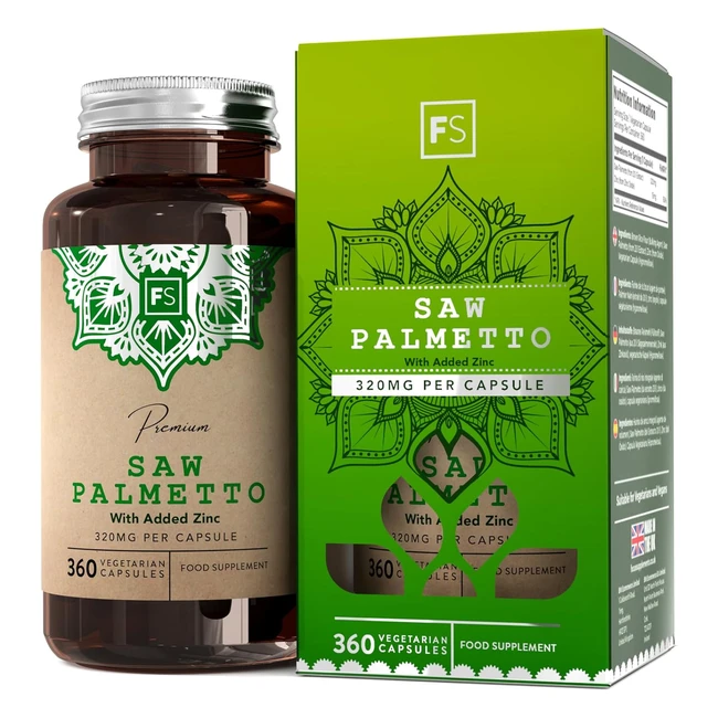 Saw Palmetto 360 - Integratore ad Alto Dosaggio con Zinco - Non OGM e Senza Glut