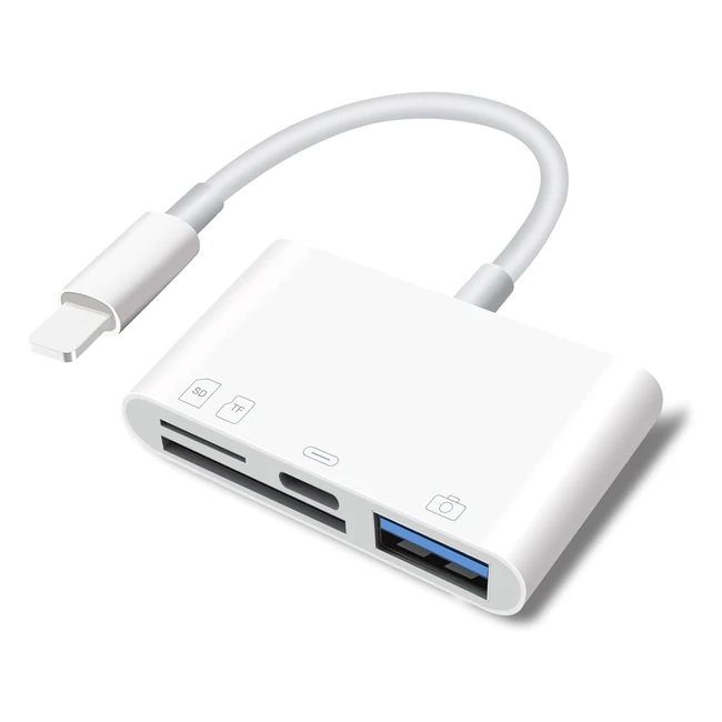 Adattatore Lettore di Schede SD per iPhone - 4 in 1 Kit di Connessione USB Fotocamera - Compatibile con iPhone e iPad - Trasferimento Veloce