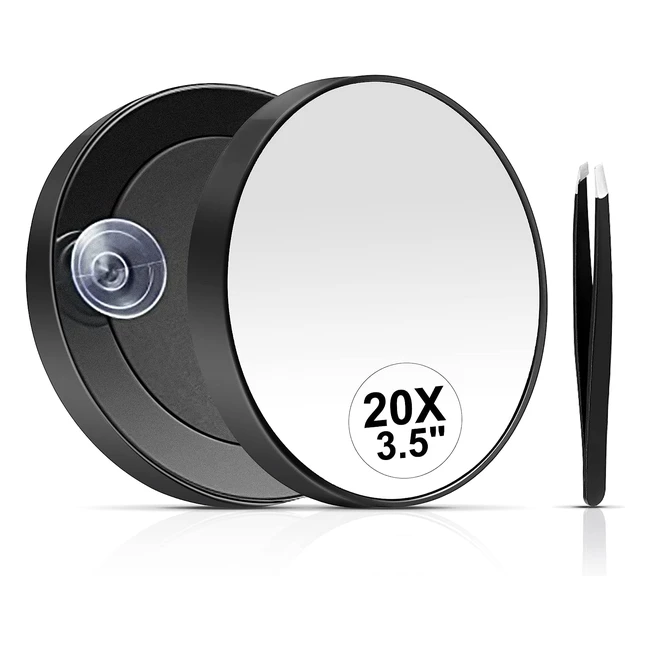 Specchio Ingranditore 20x con Ventosa e Pinzette - Set di Specchi Tascabili per Trucco Occhi