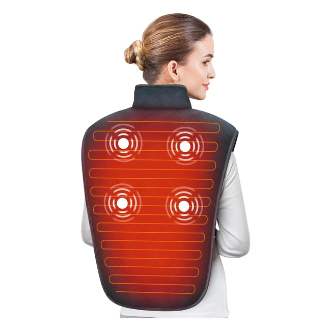 Snailax Cuscinetto Riscaldante XL per Crampi Collo e Spalle - Riscaldamento Rapido e 5 Posizioni di Massaggio