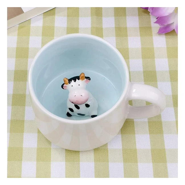 Cute Cow 3D Animal Coffee Mug - Handmade Figurine - Perfect Gift for Kids, Girls, Wife - LOZACHE 12oz