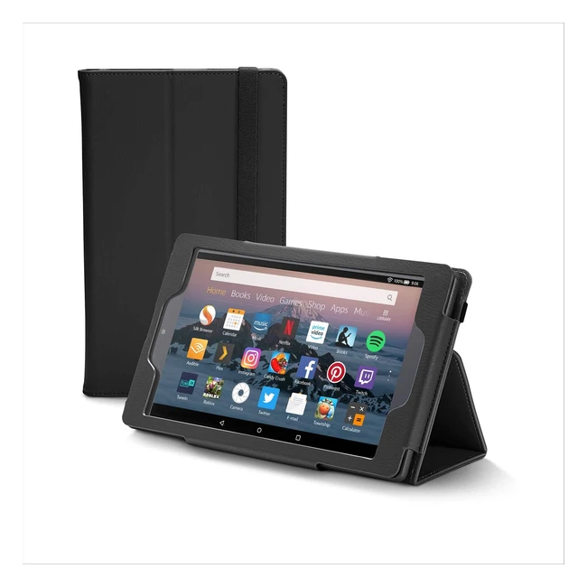 Nupro Premium Folding Case for Fire HD 8 Tablet - Black | Ref: 8th Gen 2018 | Hands-Free Viewing & Gaming