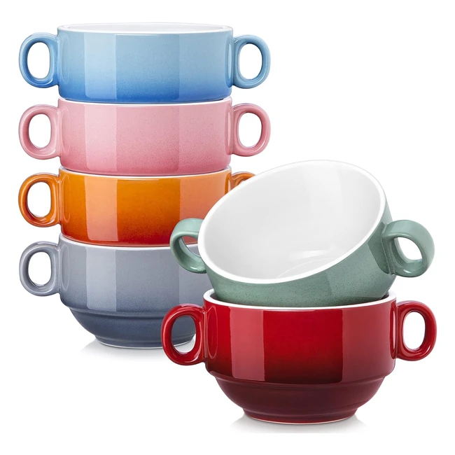 Lot de 6 tasses à bouillon en céramique Lovecasa - 420ml - Passe au lave-vaisselle et au four