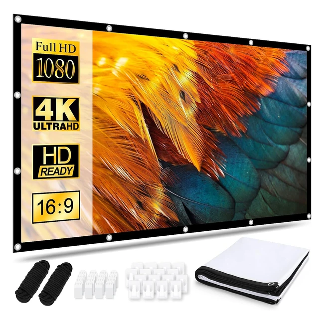 120 inch Portable Projector Screen, HD 4K, Foldable, Anti-crease, Doublesided Projection