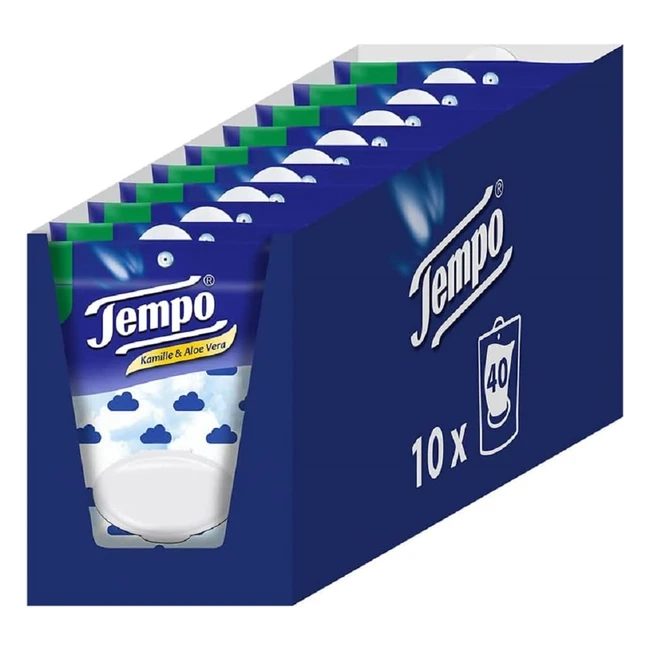 Tempo Feuchte Toilettentücher Sanft und Sensitiv, Kamille und Aloe Vera, 10 x 40 Tücher