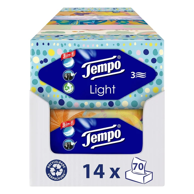 Tempo Light Box Taschentcher Mega Pack 14 Boxen 70 Tcher pro Box Weiche Papi