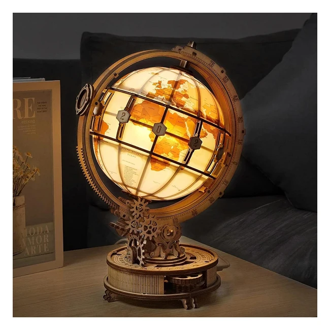 ROKR Luminous Globe Model Kits for Adults - Build 3D Wooden Puzzle - Home Office