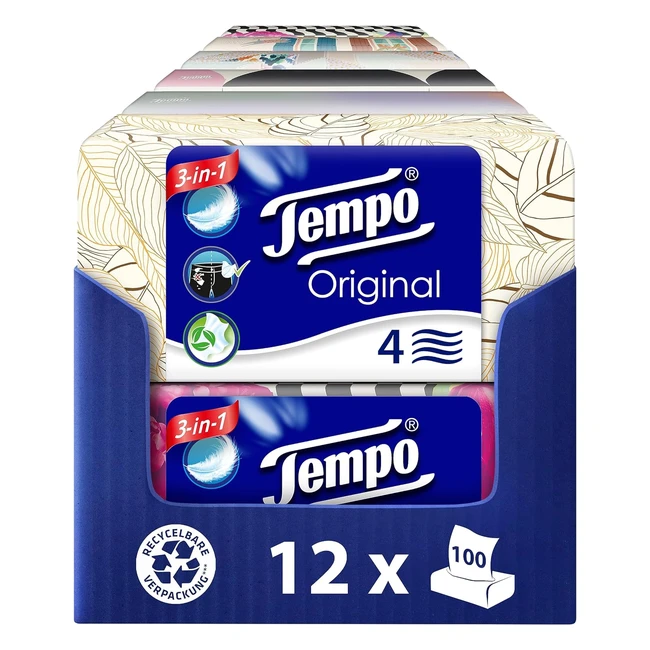 Tempo Original Tissues Duo Box - 12 Boxen 100 Tcher pro Box - Extra starkes 