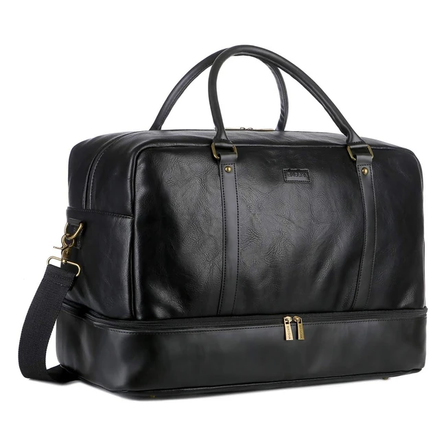 Baosha Faux Leather Travel Holdall Carry On Weekender Bag HB38 Black