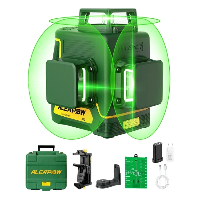 aleapow Cross Line Laser 3 x 360 grner Laser 45 m selbstnivellierend und Pulsm