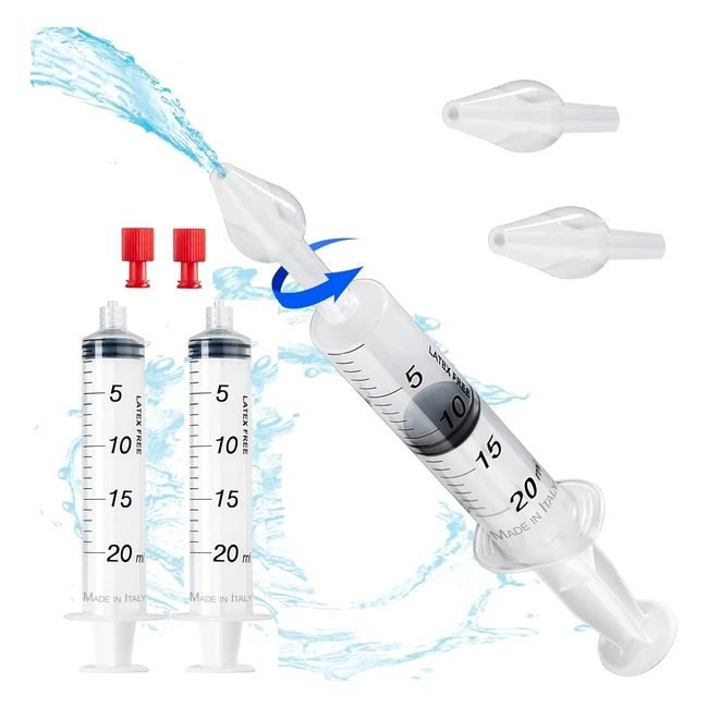 Irrigatore Nasale per Bambini e Adulti Made in Italy 2 Siringhe Grandi da 20ml