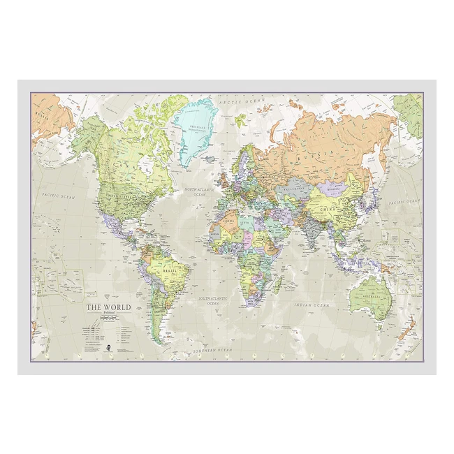 Mapa del Mundo Póster Clásico 841x594 cm - Mapamundi Plastificado