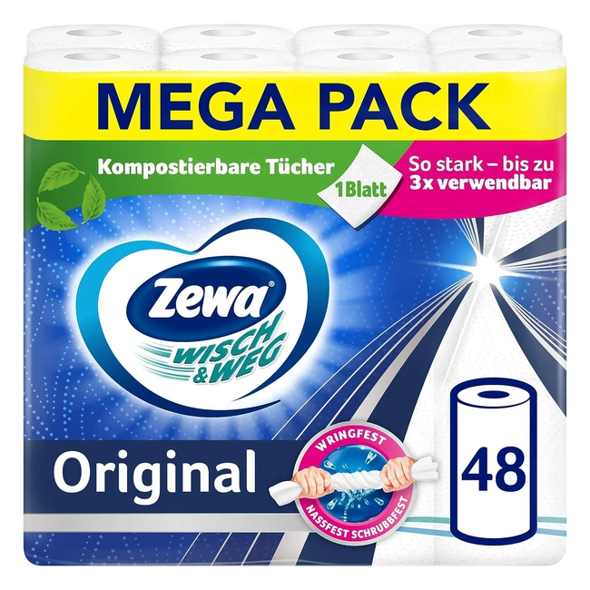 Zewa Wisch und Weg Original Kchenrolle Mega Pack 12 Packs 48 Rollen x 45 Blt
