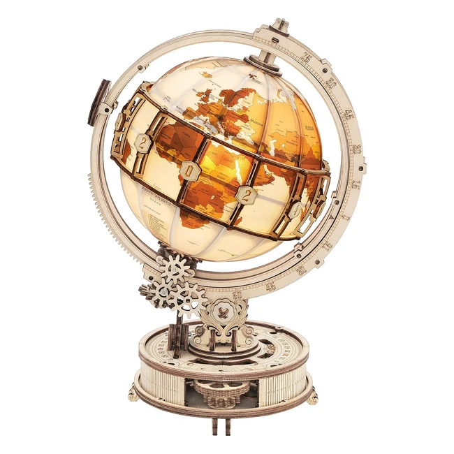 ROKR Wooden Puzzles Luminous Globe 3D Model Kit - Build Explore and Illuminate