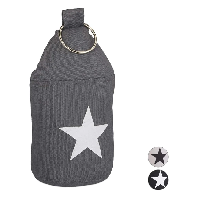 Fermaporta in stoffa a pavimento con stella, grigio scuro, HxD 23x11 cm