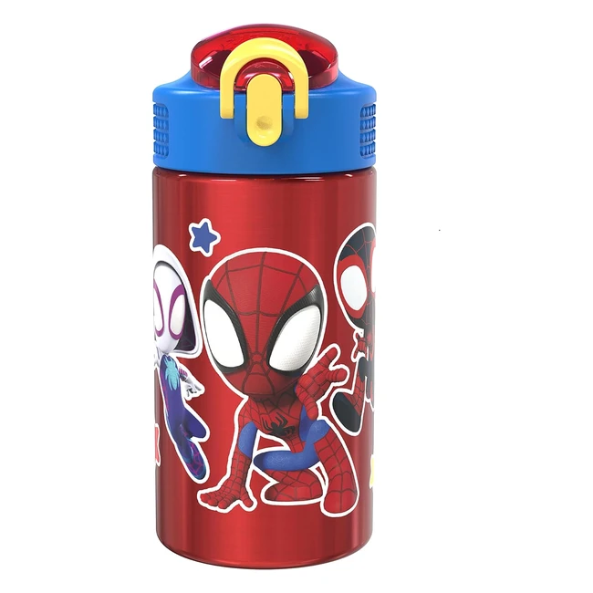Zak Designs Marvel Spiderman 188 Stainless Steel Kids Water Bottle - Durable Cup for Sports or Travel - Non-BPA - Spidey and His Amazing Friends